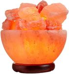 Spantik Himalayan Salt Lamp Bowl with Natural Crystal Chunks, Dimmer Cord and Classic Wood Base Premium Quality Authentic from Pakistan