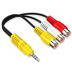 Adaptermvp 3.5MM to 3 RCA Cable Video AV Component Adapter Cable Replacement for TCL TV, 3 RCA to AV Input Adapter - 23CM/9in (Red, Yellow, White, Black)