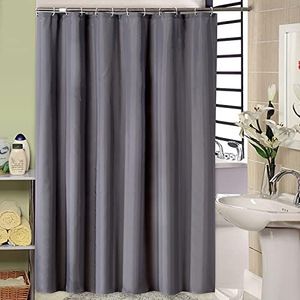 Waterproof Fabric Shower Curtain Thick Bathroom Curtain (Grey, 180x180cm)