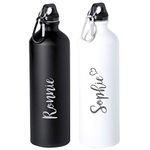 eBuyGB Personalised 800ml Stainless Steel Water Bottle Reusable BPA Free Matt Mrs Hinch Inspired Bottle with Carabiner Clip - Laser Engraved Custom Name (Red)