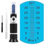 Erma RHB-32ATC Illuminated Automatic Temperature Compensation 0-32% Brix Refractometer For Beer Wine Cnc Fruit, Black