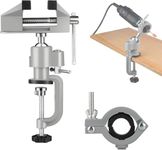 Table Vise,2 in 1 Universal Rotate 360° Work Clamp-On Vise,Table Vice with Electric Drill/Grinder Holder for Woodworking, Drilling, Sawing, Jewelry Making,Metal Working and DIY (3'')