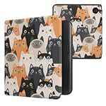 kwmobile Case Compatible with Kobo Libra Colour Case - eReader Cover - Cats Orange/Black/White