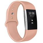 NAHAI Bands Compatible with Fitbit Charge 2, Soft Silicone Bands Adjustable Sport Wristbands Strap Accessories for Fitbit Charge 2, Women Men, Large, Pink