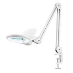 Neatfi 1,200 Lumens LED Magnifying Lamp with Clamp, 13CM Lens Desk Magnifying Glass with Light, Dimmable, 5D/20-Diopter Magnifier Lamp, 4 Brightness Level for Crafts, Beauty & Hobby Light (White)