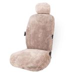 ZONETECH Car Seat Covers Full Set,Sheepskin Winter Wool Auto Accessories for All Season Protection of Your Seats,Include Front&Rear Seat Cover (Mocha, 1- Pack)