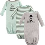 Luvable Friends Unisex Baby Cotton Gowns, Little Man, 0-6 Months