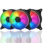 RiaTech 3 Pack RGB LED Series 120mm Case Fan For Pc, 1000 RPM, PWM connector Unique Ultra Quiet Long Life Gaming Cpu Cooler Fan - 4pin Molex connector