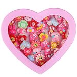 Rubela Girls Kids Cartoon Play Toy Finger Rings Birthday Gift in Pink Heart Shape Suitable 2-10 yrs