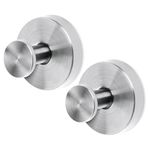 PEUTIER 2pcs Vacuum Suction Cup Hooks, Premium Stainless Steel Suction Cup Hanger Shower Hooks Suction Cup Bathroom Towel Coat Hook Suitable for Wall Glass Mirror Smooth Surface(Silver)