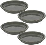 Sunnydaze Ceramic Outdoor Flower Pot Saucers Set of 4 - UV- and Frost-Resistant - Gray Glazed Finish - 7-Inch