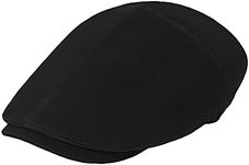 ZLYC Men Cotton Flat Cap Summer Scally Ivy Gatsby Newsboy Beret Driver Cabbie Hunting Hat (Solid Black)