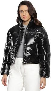 Calvin Klein Jeans Cropped Shiny Puffer J20J222710 Chaquetas Acolchadas, Negro (CK Black), L para Mujer