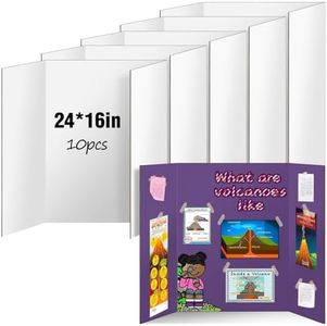 10 Pack Trifold Poster Board, IKAYAS 24" X 16" Double Sided White Poster Boards, Science Fair Display Boards Posterboard Foamboard for Mounting, Prints, Art, Display, Projects Classroom Supplies