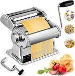 Pasta Maker, 150 Roller Pasta Machine, 7 Adjustable Thickness Settings Noodles Roller with 2-in-1 Noodles Maker with Rollers and Cutter, Perfect for Spaghetti,Fettuccini, Lasagna or Dumpling Skins