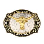 Long Horn Bull Western Belt Buckle Golden Rodeo Texas Cowboy Large Western buckles