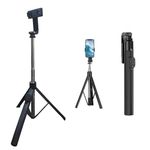 Kratos Selfie Stick Tripod with 170 cm Reinforced Stand for Mobile Phones, Bluetooth-Enabled Long Selfie Stick for Travel and Vlogging, Compatible with iPhone and All Smartphones
