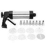 Stainless Steel Biscuits Maker, Biscuits Maker Press Kit Includes 1 Cookies Maker, 8 Biscuits Mould and 8 Nozzles for DIY Cookies Making and Cake Decoration