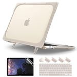 Batianda for MacBook Air 13 inch Case A2337 M1 A2179 A1932 (2020 2019 2018 Release) with Touch ID, Heavy Duty Shockproof Hard Shell Case with Fold Kickstand & Keyboard Cover, Khaki