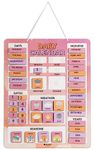 Inkdotpot My First Calendar Board For Kids, Preschool Wall Hanging Month/Date/Day/Weather/Season (42 Pieces); Classroom Learning Calendar Board, 14.5 x 11.5 inches (Pink & Lavendar)