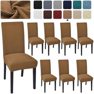 Aertiavty Chair Covers for Dining Room Set of 8 Kitchen Chair Covers, Dining Room Chair Covers Chair Slipcover Parsons Chair Covers, Khaki