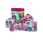 L.O.L Surprise 8PC Back to School Bundle - inc Backpack, Drawstring Sports Bag, Insulated Lunch Bag, Sandwich Box, Water Bottle, Coin Pouch, Pencil Case & Stationery Set.