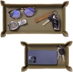 Navaris Faux Leather Valet Tray Set of 2, Catch All Tray, Key Tray for Entryway Table, Nightstand Tray, Catchall for Keys, Watch, Remote, Phone, Valet Tray for Men, Mens Valet Tray