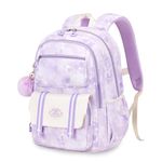 FANDARE Children's Backpack for Girls Elementary Primary Middle School Bags Bookbags with Cute Badge School Bag Elementary Backpack Cloud Schoolbag for 4-9 Grade Backpack for Travel Knapsack Purple