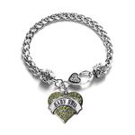 Inspired Silver - Silver Pave Heart Charm Bracelet with Cubic Zirconia Jewelry, Metal Gemstone, Cubic Zirconia,