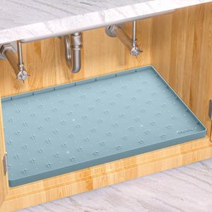 Sdpeia Under Sink Mat for [25" x 22"] Cabinet, Upgraded Silicone Waterproof Mat Kitchen Cabinet Liner Cabinet Protector Kitchen Organizers and Storage