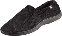 Isotoner Men's Signature Microterry Slip On Slipper, Black, Large