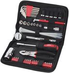 Apollo Tools 56 Piece Compact SAE Auto Tool Set in Zippered Case, Small Mechanic Tool Set for Car Emergency, Motorcycle Repair on the Road, Great for Travel Tool Needs - Red - DT9774