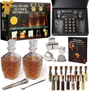 Alcohol Infusion Kit for Whiskey, Tequila, Rum, Gin & Vodka - Including User Manual - Alcohol Gifts for Men - Whiskey Gifts For Men - Drink Making Kit and Cocktail Infusion Set - DIY Whisky Making Set