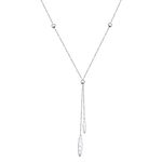 Dainty Lariat Necklace 925 Sterling Silver Pendant Adjustable Y Shaped Necklace Jewelry Long Chain 30 Inches for Women Girls (Heart Leaves)