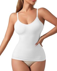 USEASY Camisole Tank tops for women V neck Shapewear Tummy Control Tank top Bodysuit White M
