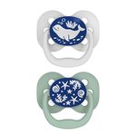 Dr. Brown's Advantage Glow-in-The-Dark Baby Pacifier, Fully Symmetrical Soother with Soft Silicone Bulb, 0-6m, BPA Free, Blue Ocean, 2 Pack (Style May Vary)