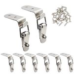 Lesnala 8 pcs Stainless Steel 90-Degree Spring Toggle Lock with Clasp Buckle Latch Latch Catches Hasps Clamps with Mounting Screws