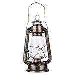 Vintage Rustic Accent Old Fashioned Electric Lantern Oil Lamp with Edison LED Bulb Bronze Rust Finish Dimmable Nightstand Desk Table Lamps for Antique Designer Light Study Room Bedroom Theatre Prop