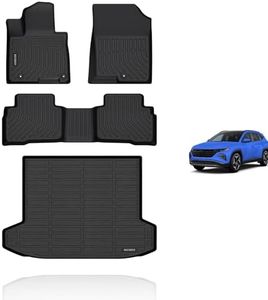 KELCSEECS® All Weather Floor Mats & Cargo Liner for 2025 2024 2023 2022 Hyundai Tucson Hybrid Car Mats Cargo Mat Floor Liners Trunk Mat Tucson Hybrid Trunk Liner Black Accessories