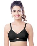 Brida Cotton Round Stitch Full Coverage, Wireless, Plus Size, Double Layer Support Minimizer Bra - Kavya Xtrasoft(Black,34,C)