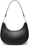 WuliTown Small Crescent Shoulder Bag Under the Arm Purse, Cute Hobo Black Shoulder Bag,Mini Clutch Purse with Zipper Closure