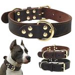 Berry Pet Soft Leather Dog Collar - Genuine Latigo Leather Made - Best Choice for Daily Walking or Sports Training - 18-25" Brown