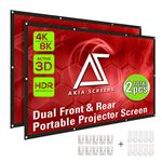 Akia Screens 120 Inch Indoor Outdoor Collapsible Portable Projector Screen 16:9 Anti-Crease Foldable Dual Front Rear Retractable 8k 4 K Ultra HD 3D Ready Movie Home Theater Ak-Diyoutdoor120h1