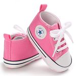 Sehfupoye Baby Girls Boys Sneakers Toddler Shoes Canvas First Walking Shoes Newborn Anti-Slip Prewalker Sneakers for 12-18 Months Pink