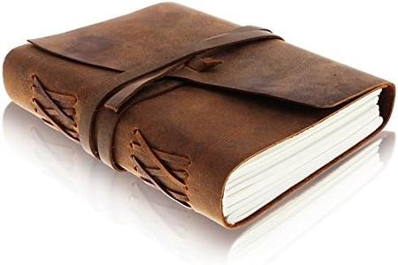 Moonster Leather Journal for Men - Handmade Vintage Journals Women, Mens Journal for Writing, Leather Bound Journal Drawing Sketchbook, Small Leather Notebook Journal, Unlined Travel Journal Leather