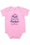 Fflirtygo My Aunt Says I'm Perfect Printed Jumpsuit/Sleepsuit with Envelop Neck Pink Color for Boys and Girls