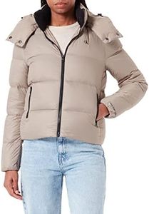 Calvin Klein Jeans CK MW Down Short Puffer J20J219819 Chaquetas Acolchadas de Plumas, Beige (Perfect Taupe), XL para Mujer