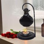 Pure Source India Ceramic Aroma Oil Diffuser Hanging Burner for Home Fragrance Decoration and Gifting, 4 x 8 Inch (Hanging - Black)