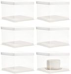 Juvale Clear Plastic Cake Box Carrier Packing with Lids for 6 Inch Cakes (6 Pack)