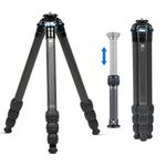 SIRUI AM-284+SL-200 Carbon Fiber Large Tripod with Center Column, Travel Lightweight Portable Professional Tripod for Cameras, Twist Locks, Spikes, Max 59.84", Retracted 17.54'', 33.07lbs Payload.